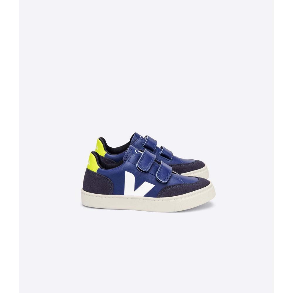 Veja V-12 CHROMEFREE Kids\' Sneakers Navy | CA 882GSO